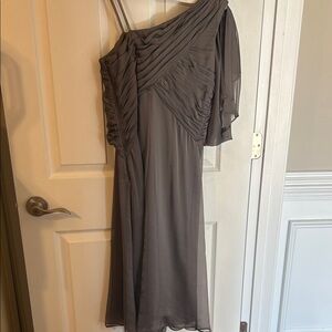 Adrianna Papell One-Shoulder Charcoal Dress